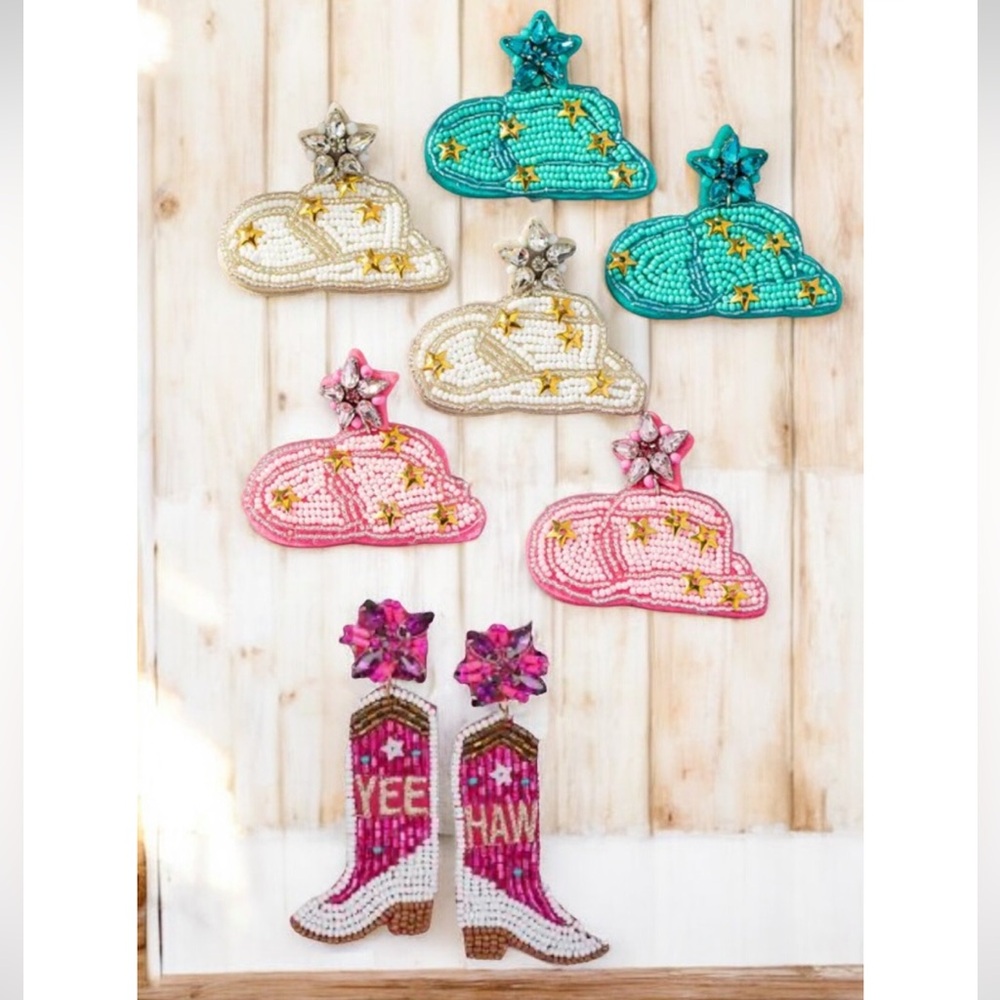 Beaded Cowboy Hat & Cowboy Boot Earrings